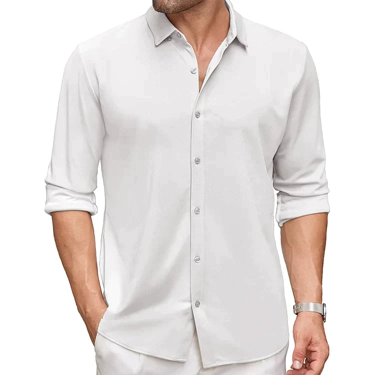 Hombres de manga larga antiarrugas Button Down Casual Otoño Camisa