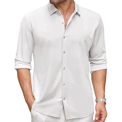 Hombres de manga larga antiarrugas Button Down Casual Otoño Camisa
