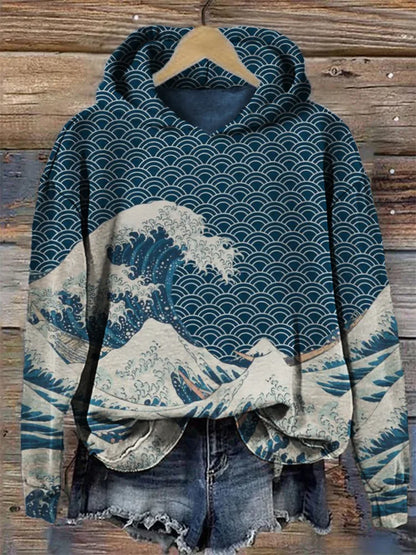 Sudadera con capucha inspirada en el arte japonés de The Great Wave Off Kanagawa